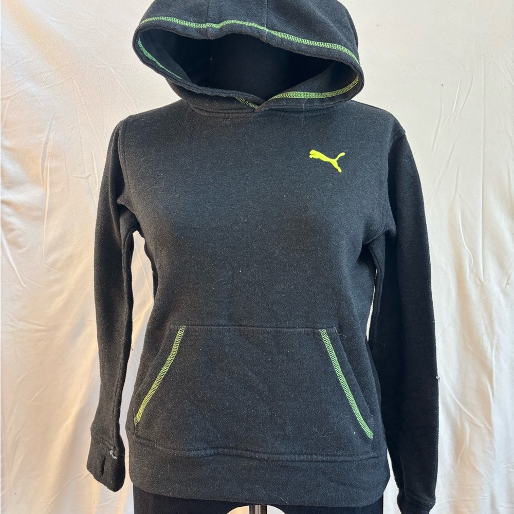 Puma Black Hoodie with Neon Green Accents